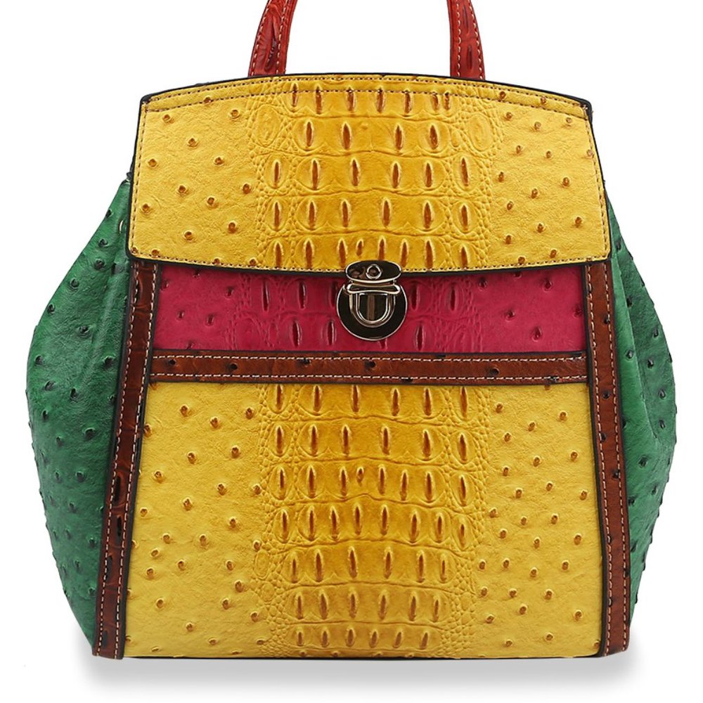Colorful Embossed Fashion Backpack Purse for Women - Picture 2 of 3